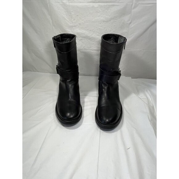 AQUATALIA Boots MARVIN K Moto Leather Biker Side Zip Black Italy  Womens 9.5 - Picture 11 of 15